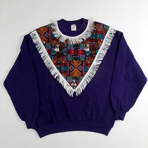 Vtg Jerzees Crewneck Southwestern Style Sweater